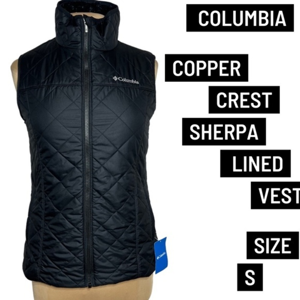 NET Columbia women's size small black copper crest sherpa lined vest